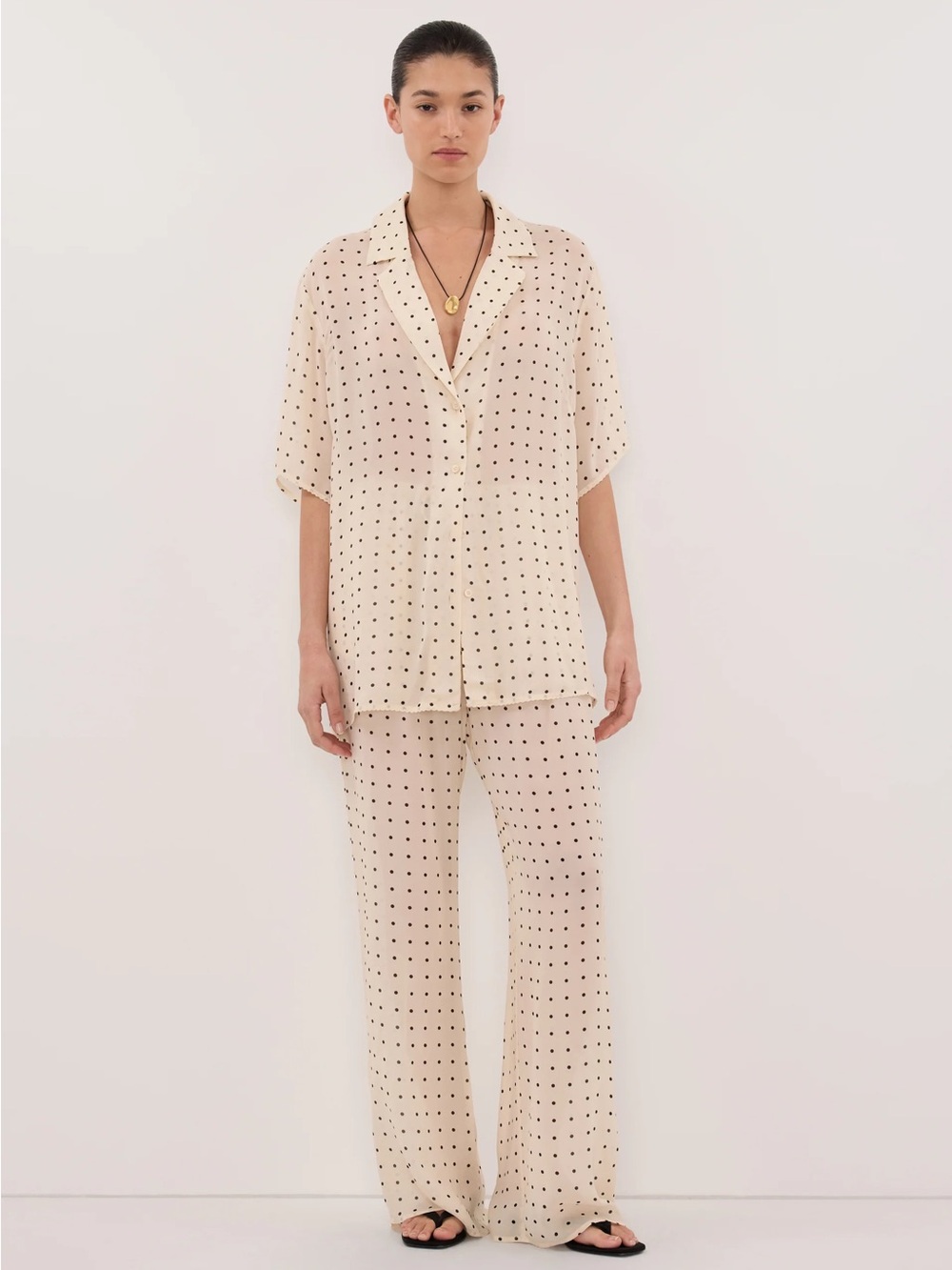 Dissh  Vanessa Sandstone Oversized Polka Dot Lounge Shirt